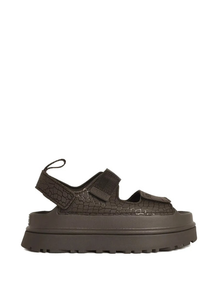  Ugg Embossed Straps Leather Sandals - Brown 
