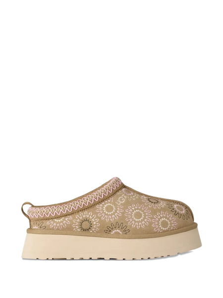  Ugg Floral-embroidery Platform Slippers - Brown 