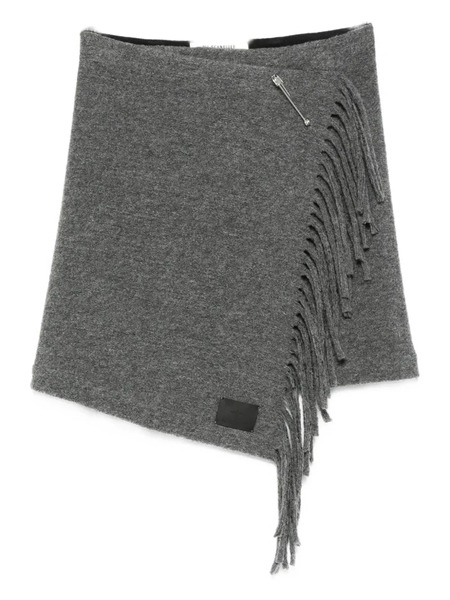  Uli Schneider Fringed Wool Mini Skirt - Grey 