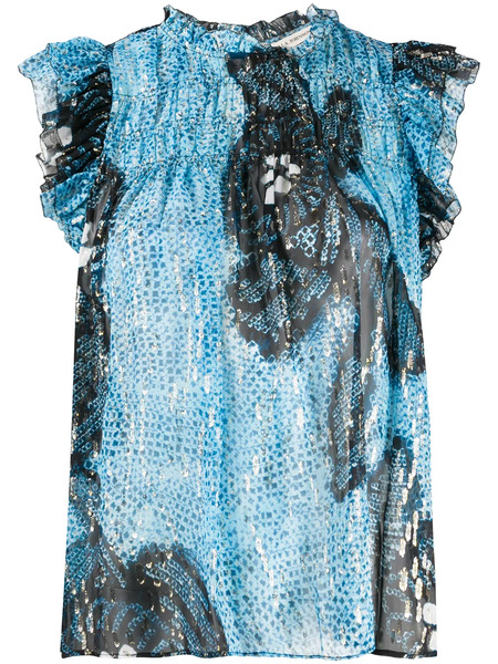 Ulla Johnson Abstract Print Sleeveless Blouse - Blue 