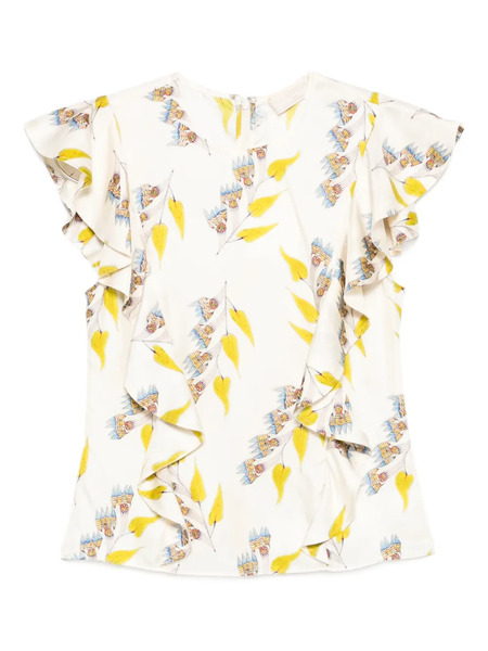  Ulla Johnson Botanical Ruffled Blouse - Neutrals 
