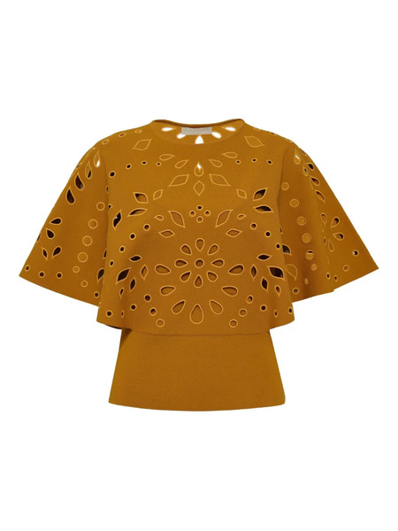  Ulla Johnson Cape-sleeve Laser-cut Blouse - Yellow 