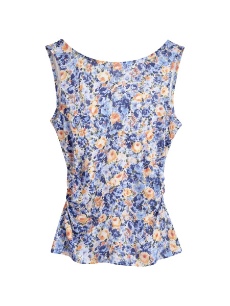  Ulla Johnson Floral Gathered Top - Blue 