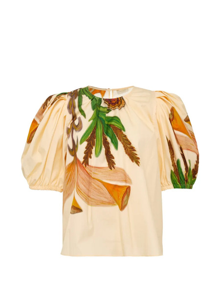  Ulla Johnson Puff-sleeve Floral Top - Neutrals 