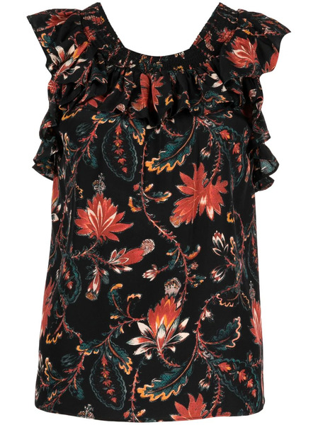  Ulla Johnson Tulip Floral-print Blouse - Black 