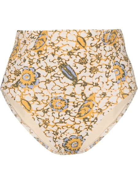 Ulla Johnson Zahara Citrus-print Bikini Bottoms - Neutrals 
