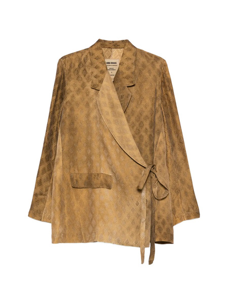  Uma Wang Diamond-pattern Tie-waist Blazer - Brown 