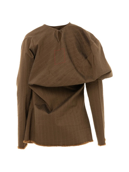  Uma Wang Draped Fringed Top - Brown 