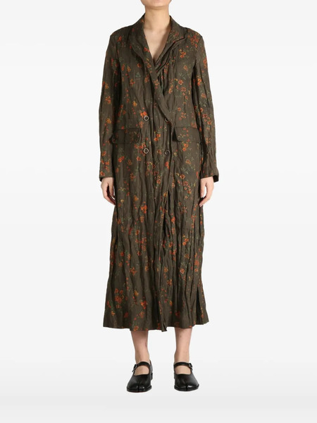  Uma Wang Floral-print Double-breasted Coat - Brown 