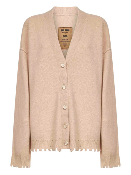  Uma Wang Frayed-edge Ribbed Cardigan - Neutrals 