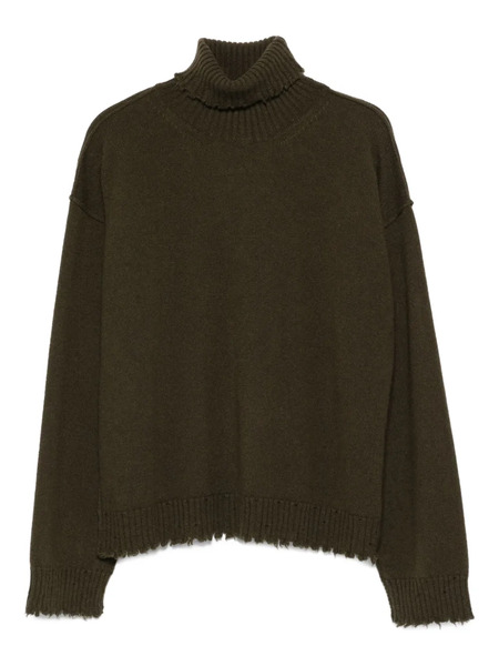  Uma Wang High-neck Frayed-hem Sweater - Green 