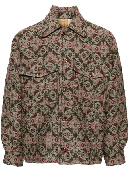  Uma Wang Jacquard-pattern Shirt Jacket - Brown 
