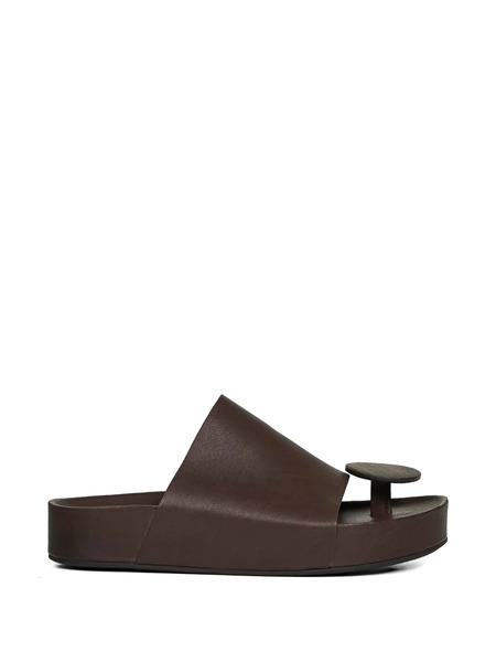  Uma Wang Leather Flat Sandals - Brown 