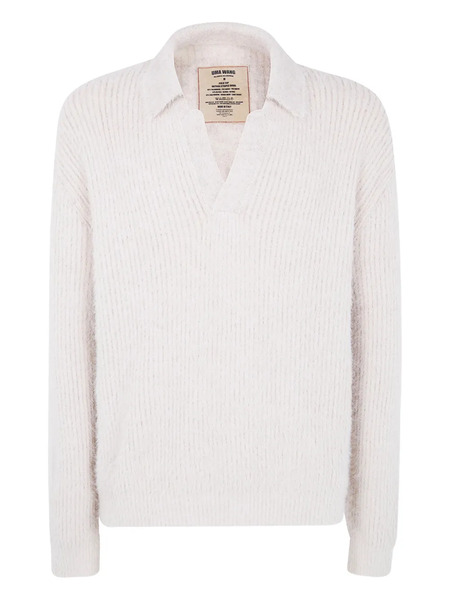  Uma Wang Polo-neck Ribbed Sweater - Neutrals 