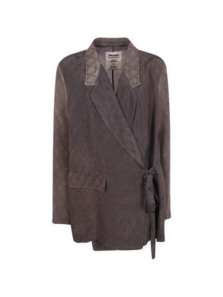  Uma Wang Printed Wrap Jacket - Brown 