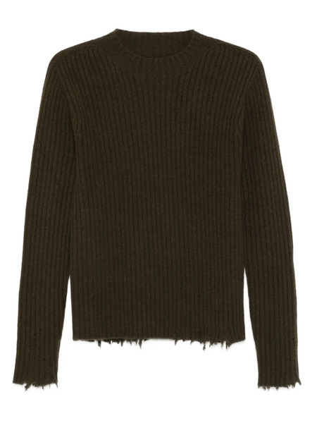  Uma Wang Ribbed Frayed-edge Jumper - Green 