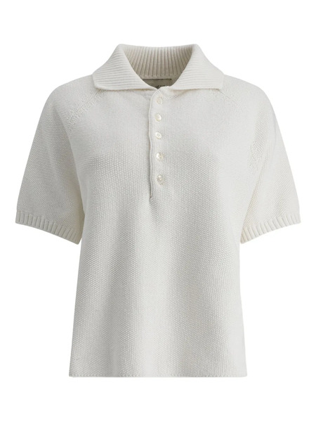  Umarmung Ribbed-collar Polo Top - Neutrals 