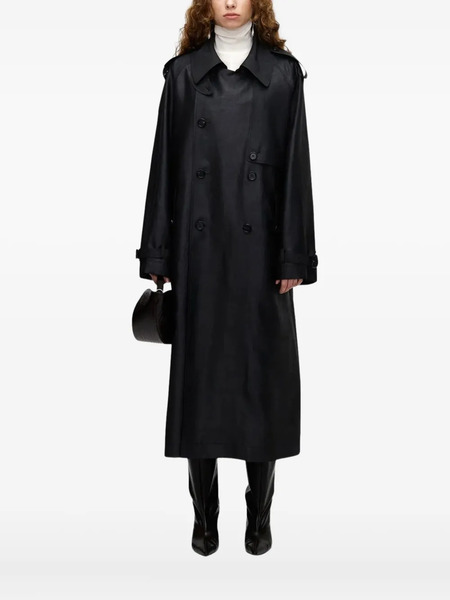  Umber Postpast Double-breasted Belted Trench Coat - Black 