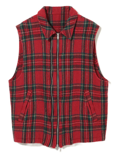  Undercover Check Plaid Zip-front Gilet - Red 