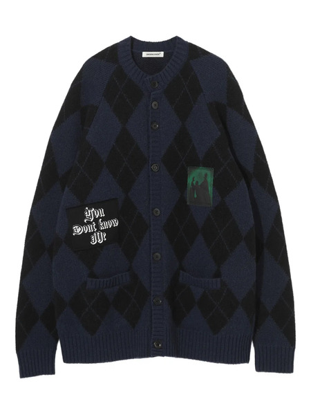  Undercover Diamond-pattern Cardigan - Blue 