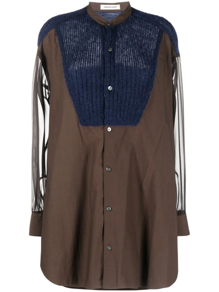  Undercover Panelled Poplin Shirt - Brown 