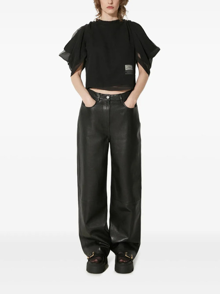  Undercover Puff-sleeve Sheer-panel Top - Black 