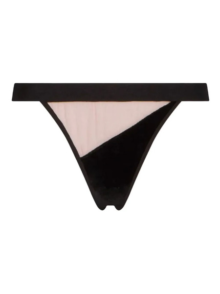  Undress Code Daydreaming Velvet-panelled Thong - Black 