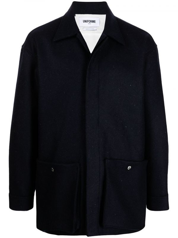  Uniforme Patched Wool Overshirt - Black 
