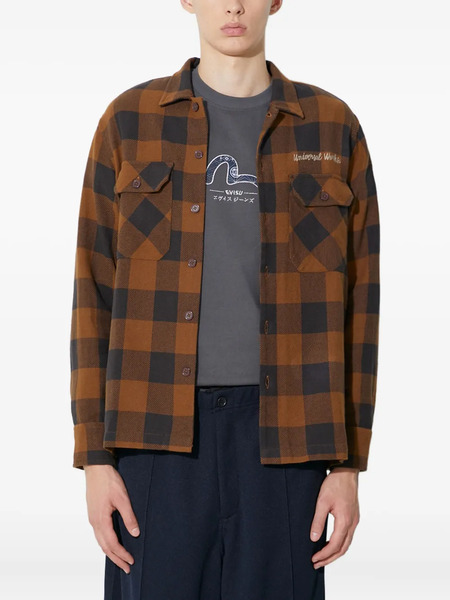  Universal Works Checked Pocket Shirt - Brown 