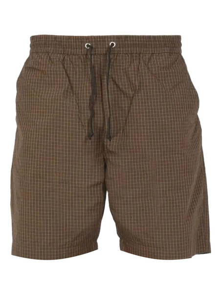  Universal Works Drawstring Checked Shorts - Brown 