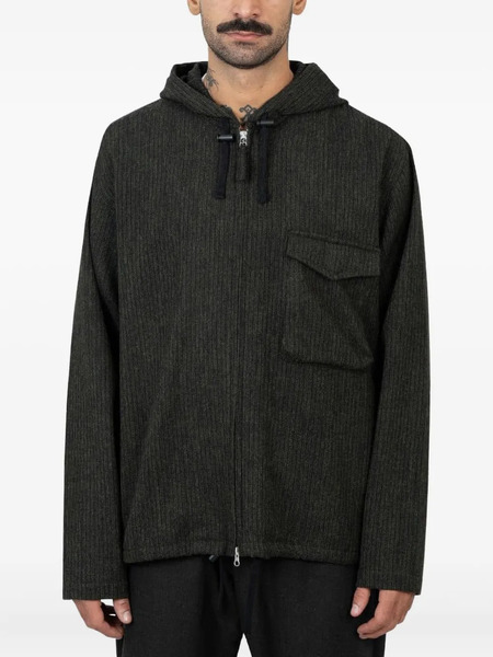  Universal Works Hooded Stripe-pattern Jacket - Black 