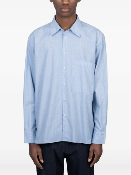  Universal Works Square-pocket Striped Shirt - Blue 