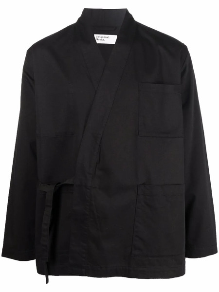  Universal Works Wrap-style Cotton Jacket - Black 