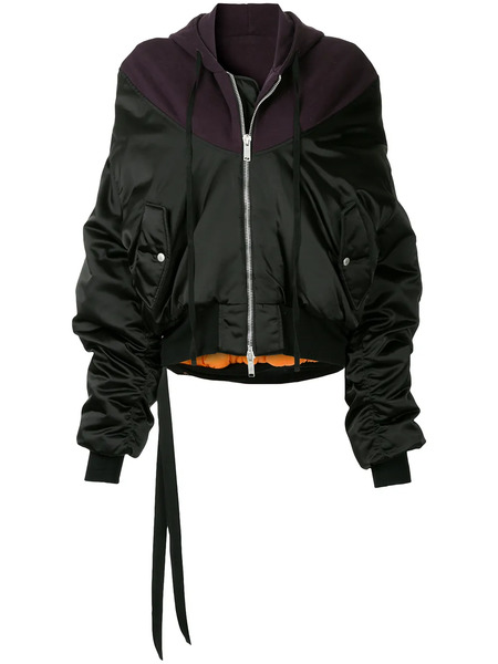  Unravel Project Oversized Hooded Bomber Jacket - Black 