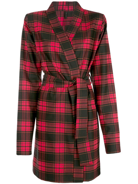  Unravel Project Plaid Belted Coat - Red 