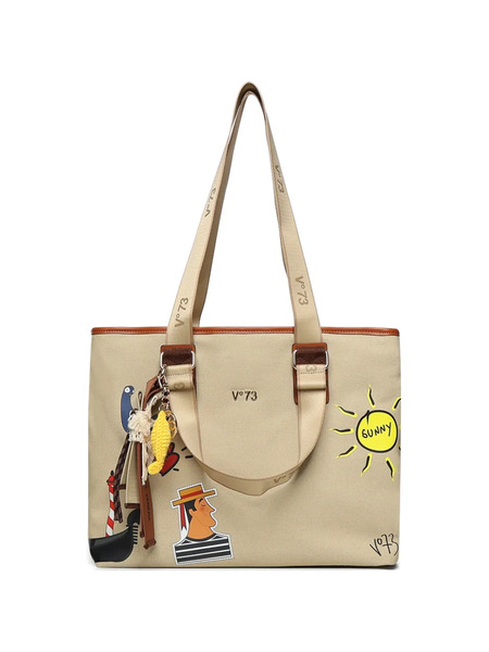  V°73 Printed Shoulder Bag - Neutrals 