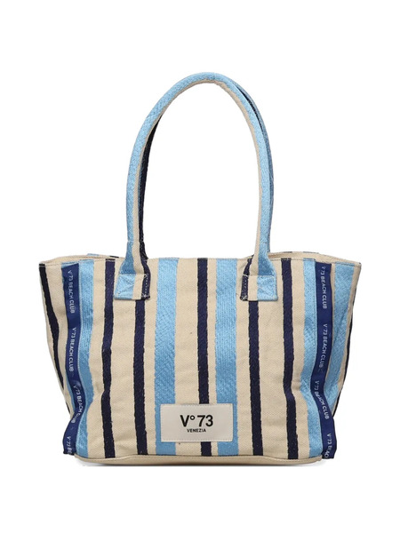  V°73 Striped Top-handle Shoulder Bag - Blue 