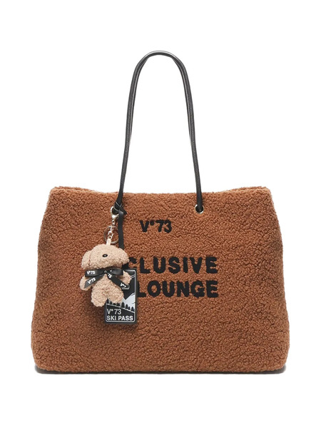  V°73 Teddy-textured Tote Bag - Brown 