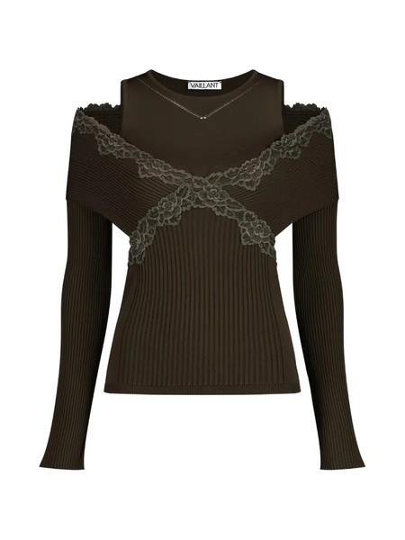  Vaillant Studio Split Lace Long-sleeve Top - Brown 