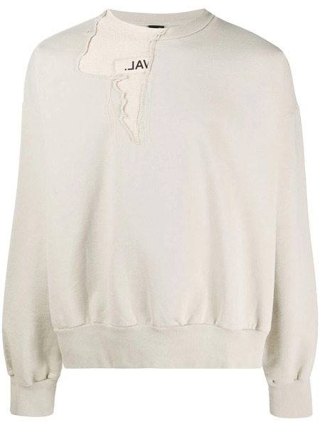  Val Kristopher Distressed Layered Sweatshirt - Neutrals 
