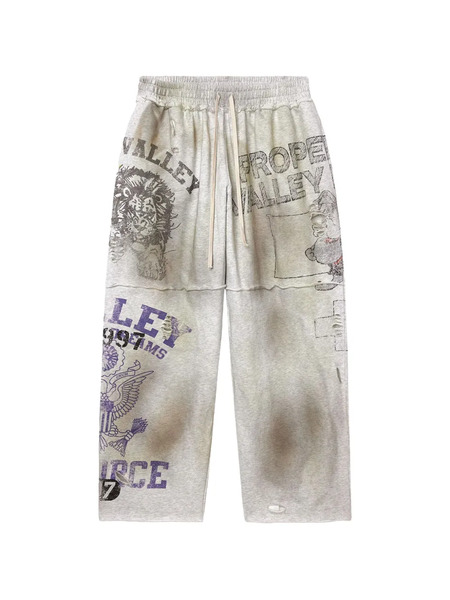 Vale Butcher Print Track Pants - Grey 
