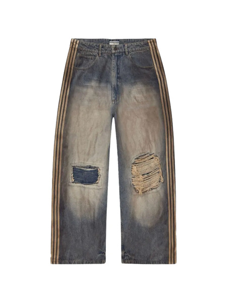  Vale Ripped Side-stripe Jeans - Blue 
