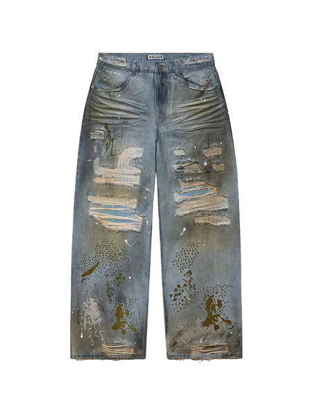  Vale Ripped Stonewashed Jeans - Blue 