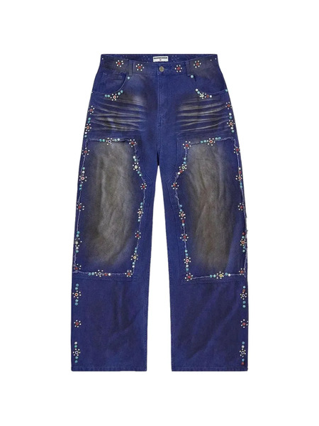  Vale Studded Wide-leg Jeans - Blue 