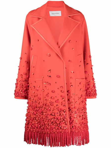  Valentino Garavani Beaded Single-breasted Coat - Orange 