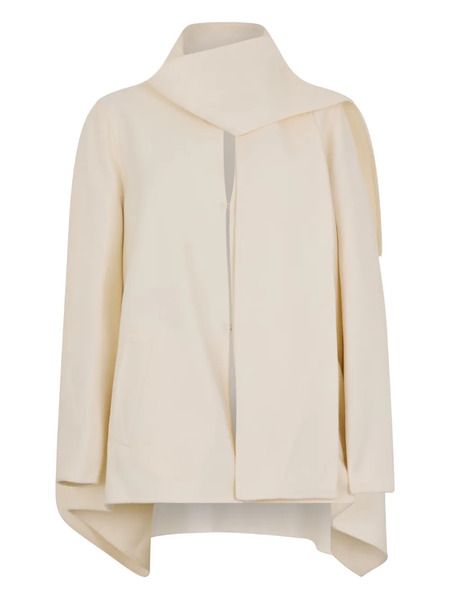  Valentino Garavani Caban Draped Collared Jacket - Neutrals 