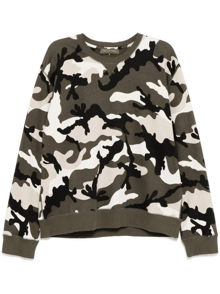 Valentino Garavani Camouflage-pattern Sweatshirt - Brown 