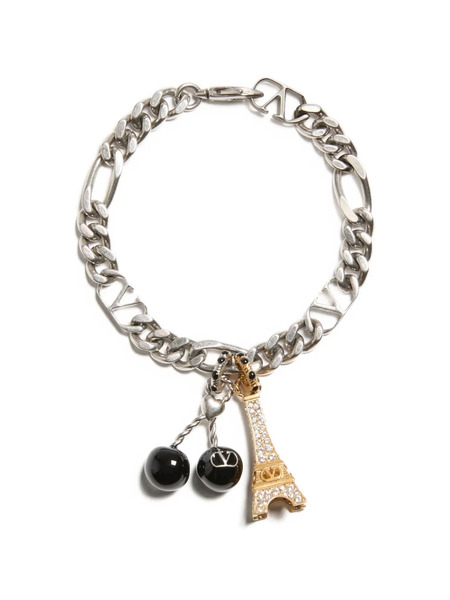 Valentino Garavani Valentino Garavani Chez Valentino Bracelet In Metal, Enamel And Swarovski® Crystals - Silver 