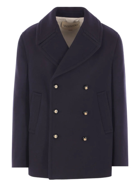  Valentino Garavani Double-breasted Wool Peacoat - Blue 