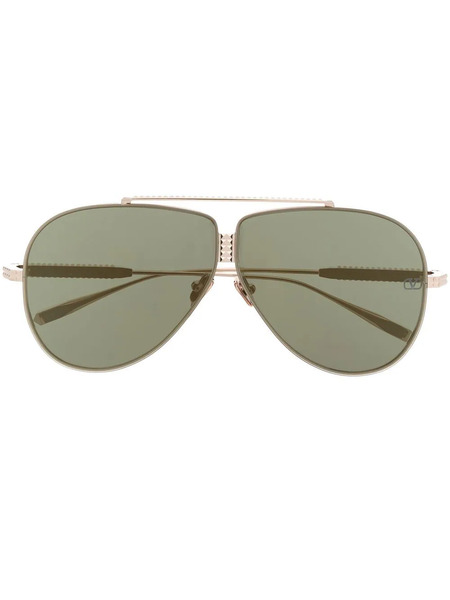  Valentino Garavani Eyewear Rockstud Pilot-frame Sunglasses - Gold 